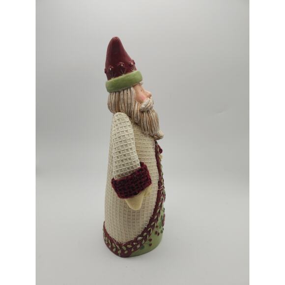 Walmart Santa Figurine Christmas Holiday Red Green Cream Resin Folk Art Style 9” - Picture 6 of 8